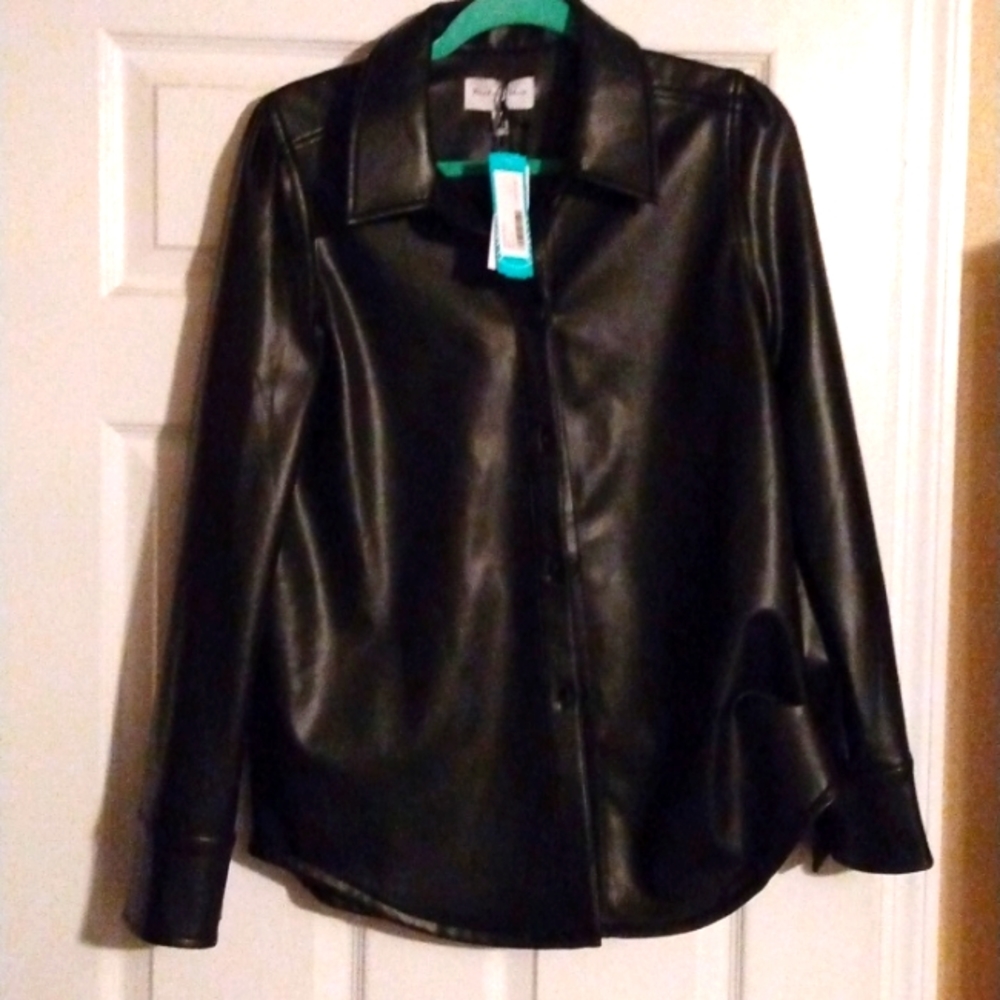 Michael Stars Black Faux Leather Jacket Blazer